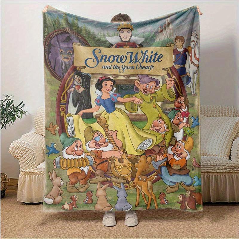 1 Stück, Schneewittchen und die sieben Zwerge Heimdeko Decke, Flanell Überwurf für Schlafzimmer, Wohnzimmer, Reisen, Camping