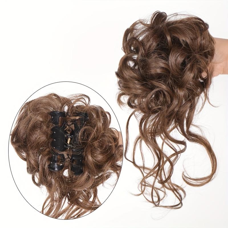 Aosiwig Synthetic Hair Bun Chignon Messy Curly Hair Band Elastic Scrunchy False Hair Pieces For Women Hairpins Black Brown