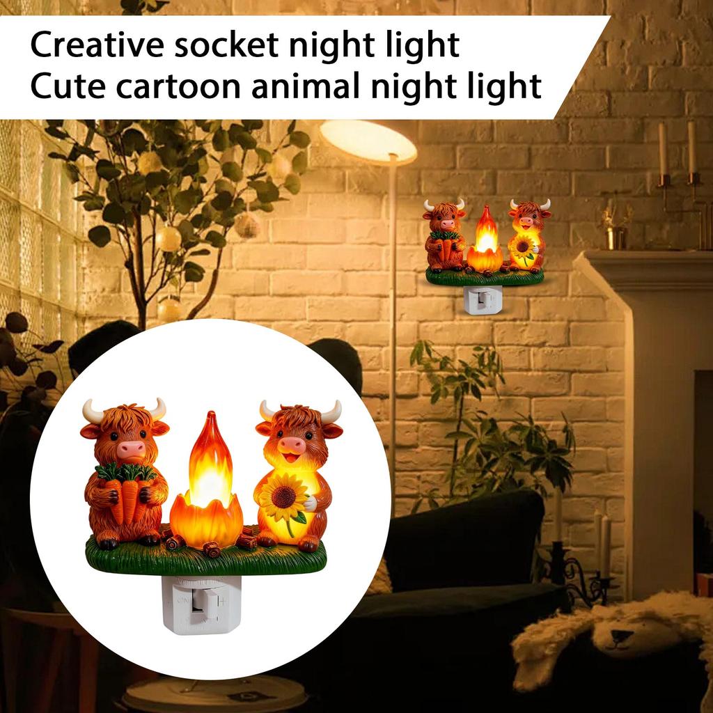 Creative Socket Night Light, Cute Cartoon Animal Night Light & Wall Lamp