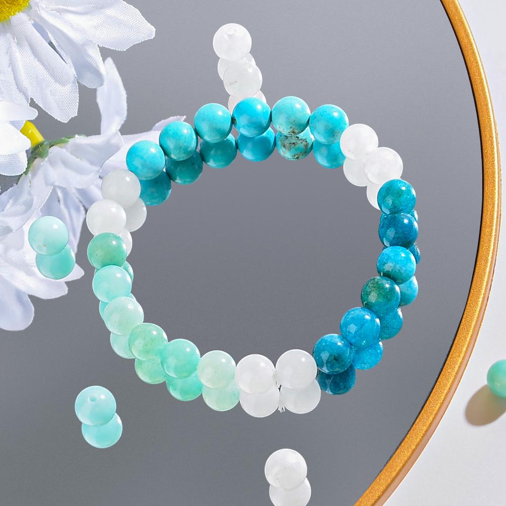 1 Piece Aura Quartz and Ocean Sediment Beaded Bracelet - Unisex - Homeopathic Crystal Zircon - Brings Abundance - Prosperity