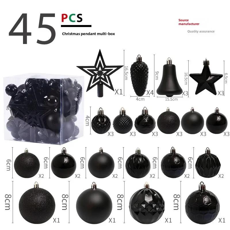 Hot 45PCS 4/6/8CM Tree Top Star Christmas Ball Christmas Tree Pendant Set Pack 2025 New Year Navidad Gifts Christmas Decoration