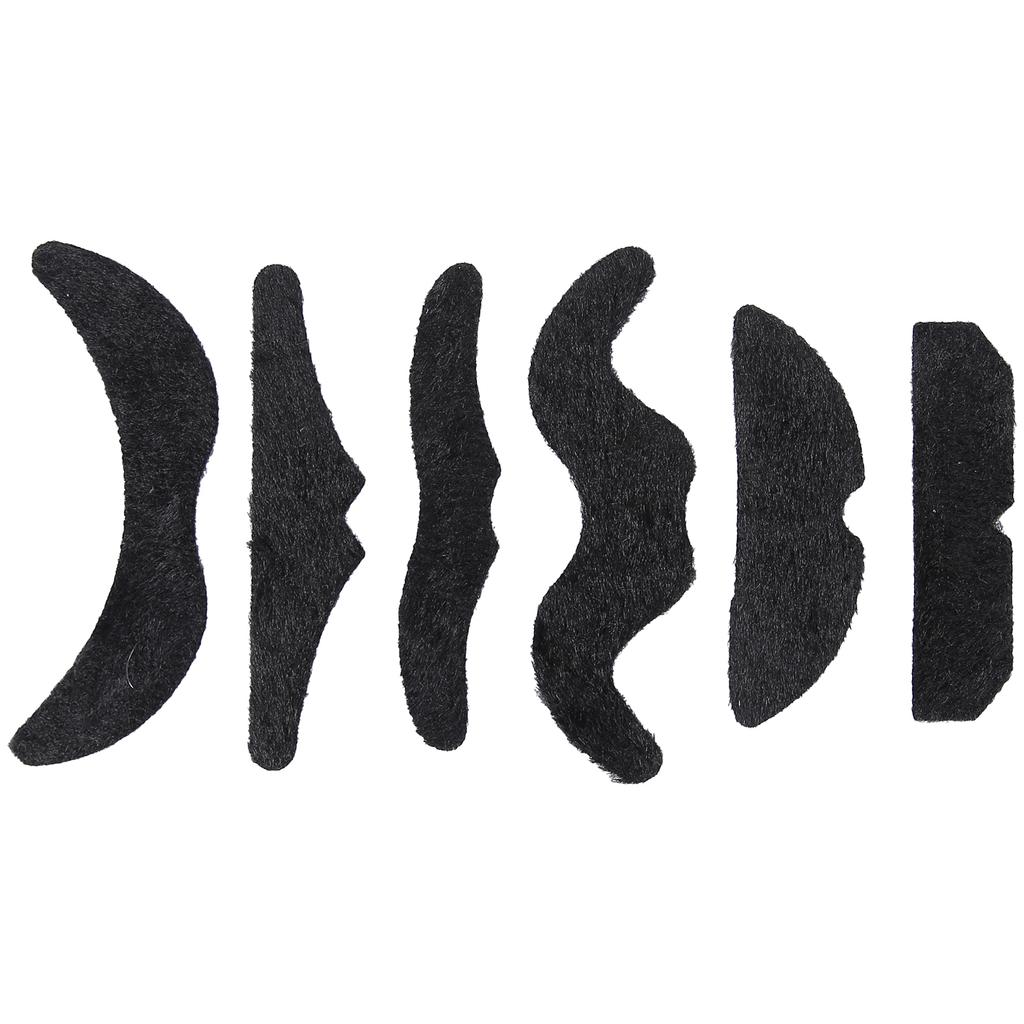 6PCS Lustige Falsche Schnurrbart Selbstklebende Schwarz Gefälschte Bart für Partys Halloween Weihnachten