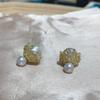 New Crown Bead Earrings with High Quality Light Luxury Earrings French Personalized Design Silver Needle Earrings