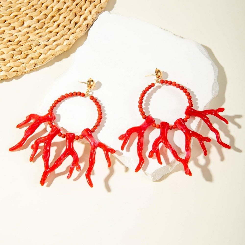 Bohemian Coral Pendant Earring Exaggerated Turquoise Earrings Gifts Womens Trendy Jewelry