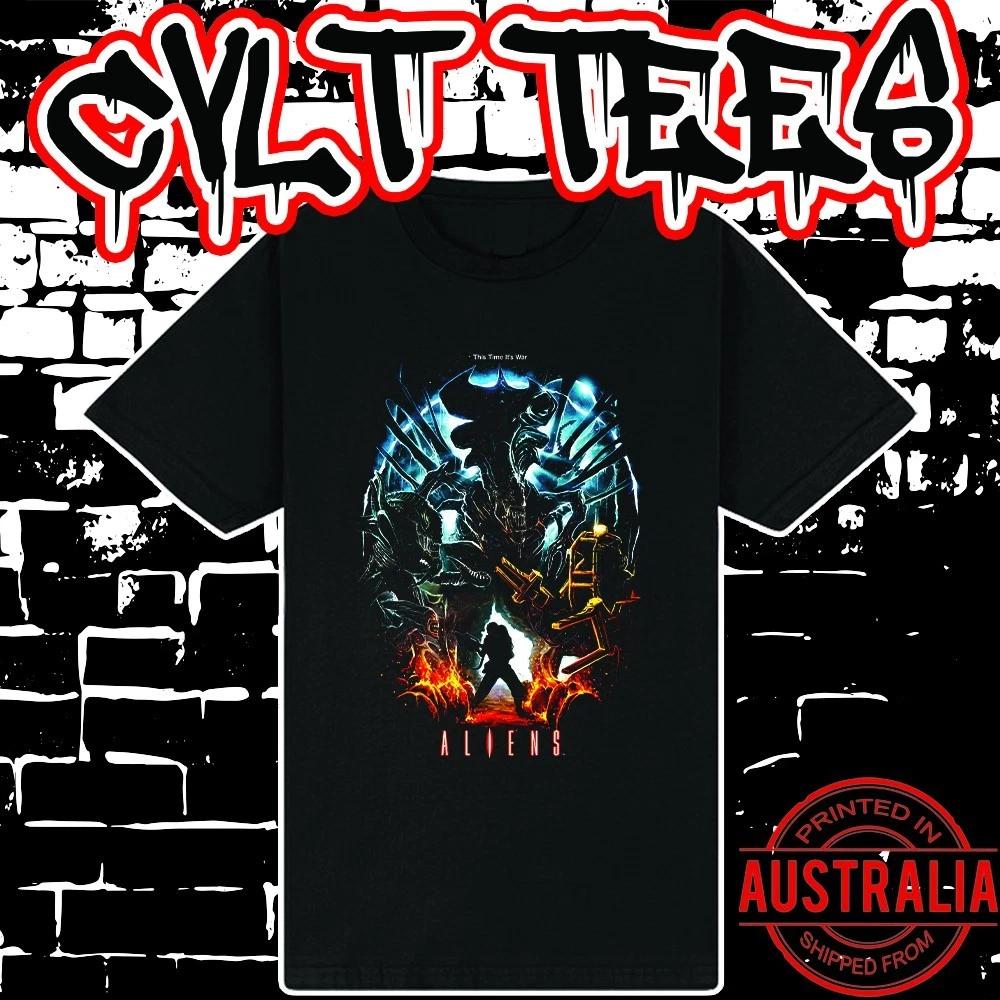 Men s and Women s T-shirts Aliens Movie Shirt ~ Premium Black Gildan Cotton Tee L