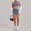 Women's Quick-Dry Cross-Back Yoga Set with Removable Pads and Sports Shorts
