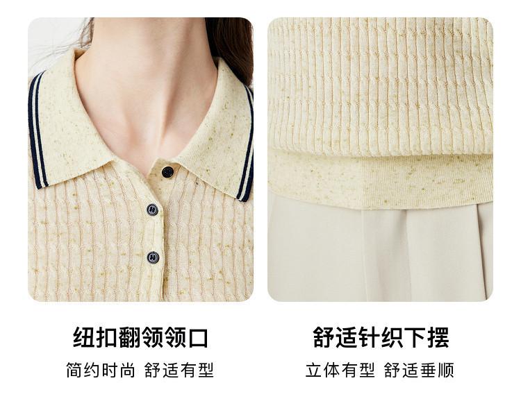 Fashion Color Dot Design: Summer Collar, Age Reducing, Soft, Skin friendly, Multi colored Knitted Short Sleeve Sweater with Wool for Women