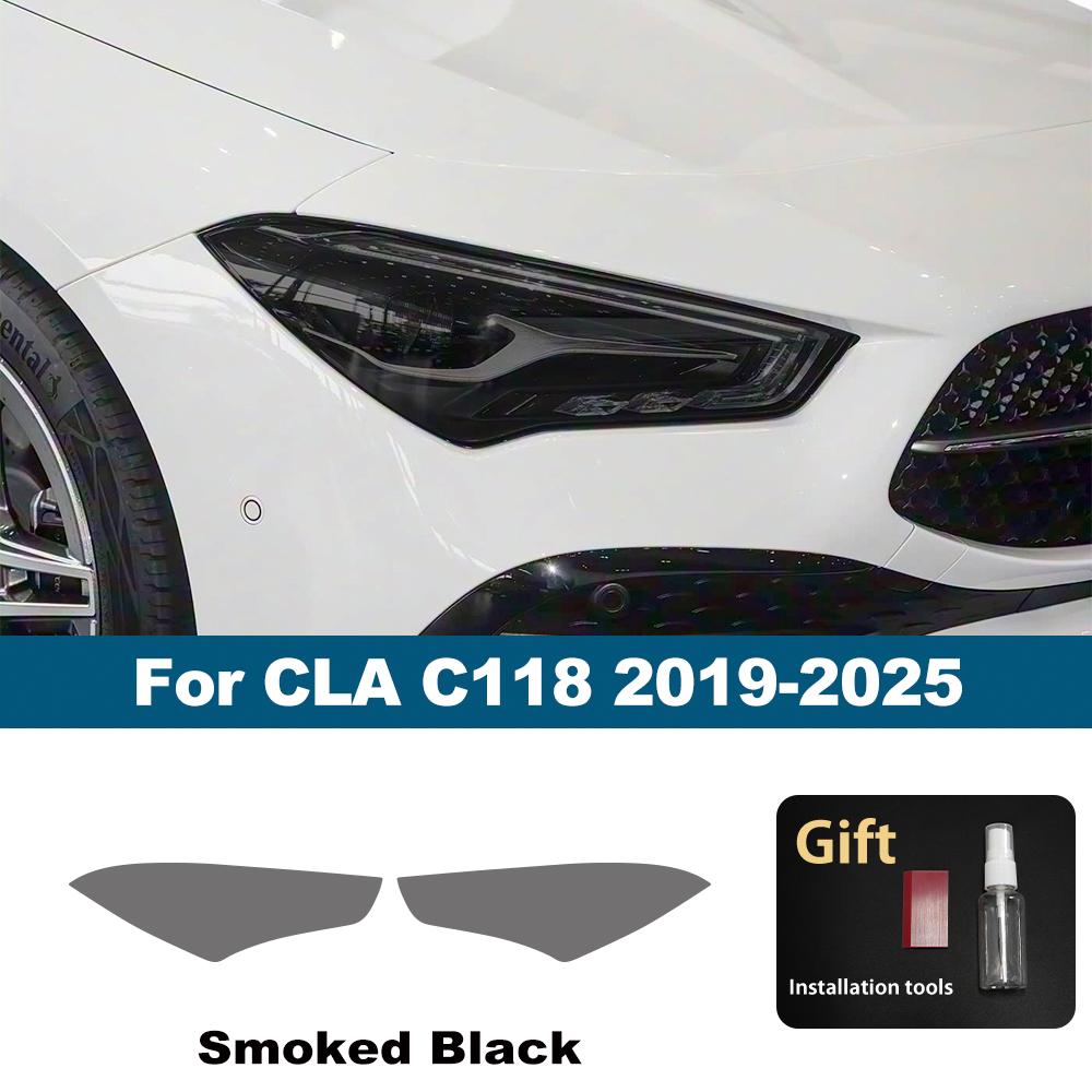 

For Mercedes Benz CLA/CLE/CLS TPU Car Headlight Protective Film Smoke Black Gloss Pre-Cut PPF Anti-Scratch Vinyl Wrap Cover Kit For CLA 19-25 SMK