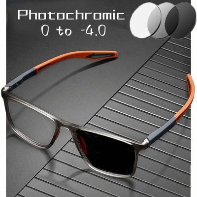 Unisex Smart Photochromic Myopia Glasses TR90 Frame Color Changing Sports Eyeglasses Men Women Anti-blue Short-sighted Eyewear