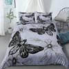 Death Moth Duvet Cover Set King Queen Full Twin Size Galaxy Sun and Moon Polyester Comforter Cover Boho Gothic Skull Bedding Set