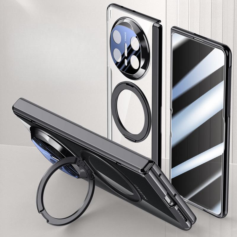 Suitable for Huawei Matex6 Mobile Phone Case Film Integrated Rotating Bracket Magnetically Absorbed Electroplating Transparent Anti-fall Sleeve