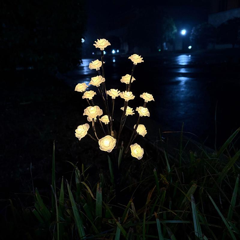 20 Leds Solar Cherry Blossom Lotus Lights Garden Light Outdoor Lawn Lights Patio Decoration Garden Aisle Ambient Landscape Light