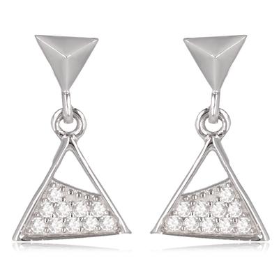 [Q2993] - Silver 'Sissi' Silver Earrings (rhodium-plated) - 13x8 Mm (triangles)