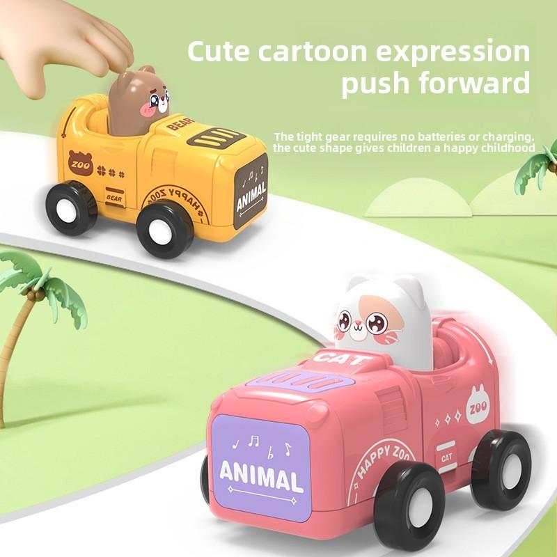 Plastic Pressing Animal Race Car Inertia Slider Toy For Kids Development And Play