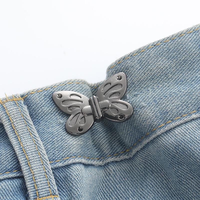 Adjustable Butterfly Waist Tightener for Jeans - Detachable Buckle for Large Waistbands