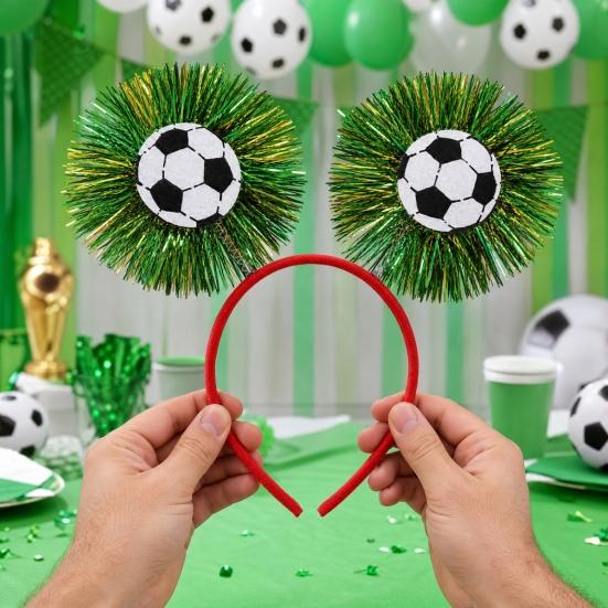 Football Headband with 3D Football Patch Anti-Slip Comfortable Hair Hoop for Adults