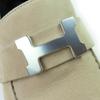 HERMES Loafers, Moccasins, Faubourg H logo Metal beige Suede leather Women 35 Used