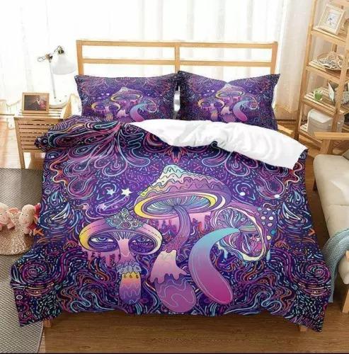 Psychedelic Mushrom Soft Duvet Cover Beding Set Decoration Gift Suitable for Children Young Boys Young Girls Plus Adult Peoples Soft Plus Breathable