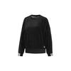 Black Women's Velvet Crew Neck Casual Sweatshirt FI9254