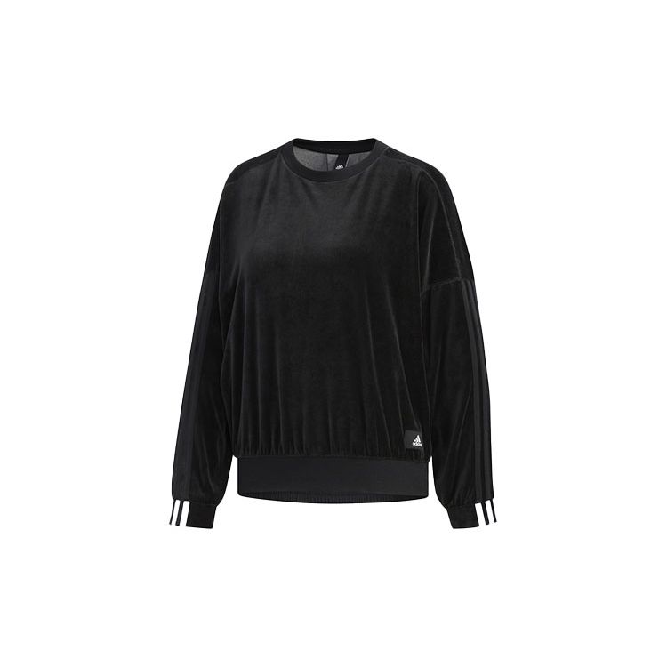 adidas Black Women s Velvet Crew Neck Casual Sweatshirt FI9254 L