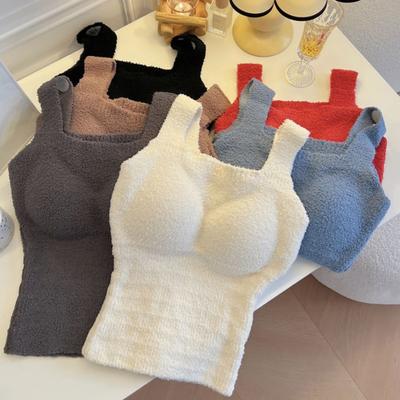 Winter Women Thermal Vest with Chest Pads Seamless German Velve Lining Fast Temperature Lock Heating Slim Fit Elastic Sleeveless Inner Wear Bottoming