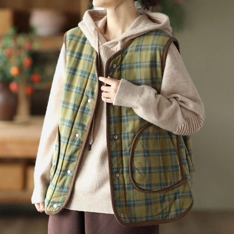 Cotton Vest Women Two Sides Wear Thickened Fall and Winter Retro Warm Comfortable Casual Sleeveless Tops