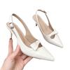 2025 Modern Office Women's Shoes Red Wedding Backless Pointed Butterfly Decoration Women High Heeled Sandals Pumps