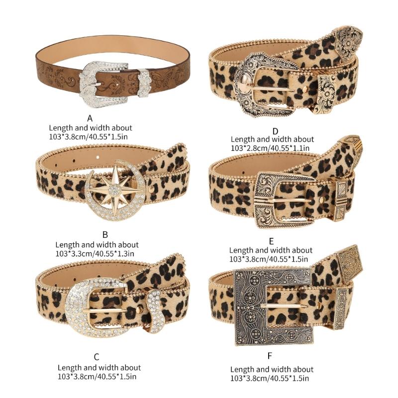 Blingbling Waist Belt for Street Dance Jean Belt Livehouse Punk Waist Chain Stunning Leopard Print Rhinestones