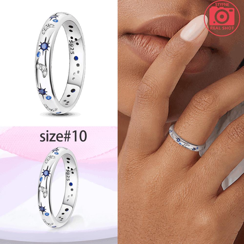 Authentic copper Brilliant Starry Night Ring Mystical Starry Sky Womans Precious Ring Set Valentines Fine Gift Jewellery Set