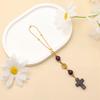 Car Rearview Mirror Pendant Adjustable Religious Beaded Pendant Stone Bead Bag Charm Christian Gift for Family