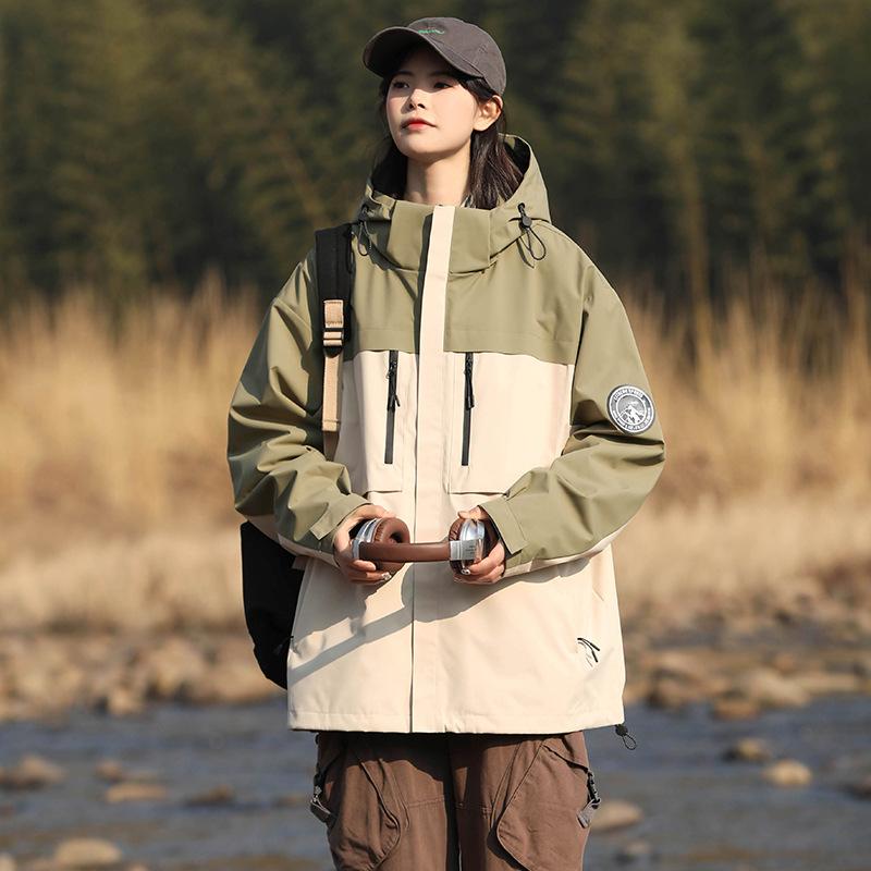 Spring and Autumn New Men's Korean Edition Hooded Car Logo Color-blocking Loose Jacket Trendy Couple Cargo Jacket