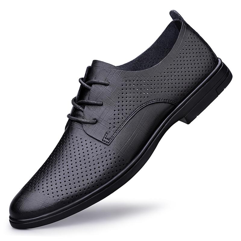 

Fashion Classic Black Men s Comfortable Lace Up Two-layer Cowhide Hollow Breathable New Small Leather Shoes Fashionable Oxford Shoes 46