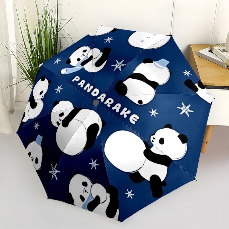 1pc Panda Snowflake Automatic Open/close, All-Season Portable Folding Umbrella, Travel, Everyday, Formal Events - Compact Luxury Parasol, Outdoor Acce
