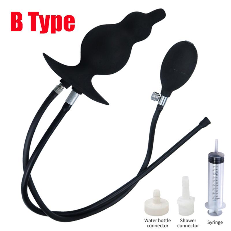 Inflatable Anal Plugs Enema Sex Toys Couples Squirting Vaginal Cleaner Silicone Anal Plugs Vaginal Dilator Anal Pump Adult 18 Toys