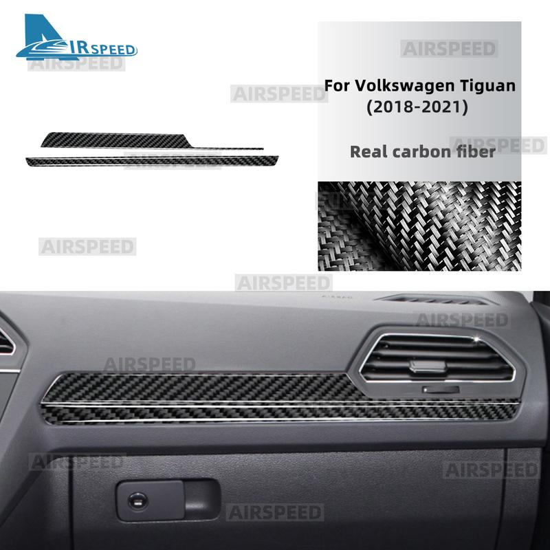 For Volkswagen Tiguan A2 AD1/AX1 2018 2019 2020 2021 Real Soft Carbon Fiber Sticker LHD RHD Car Passenger Side Trim Strip.
