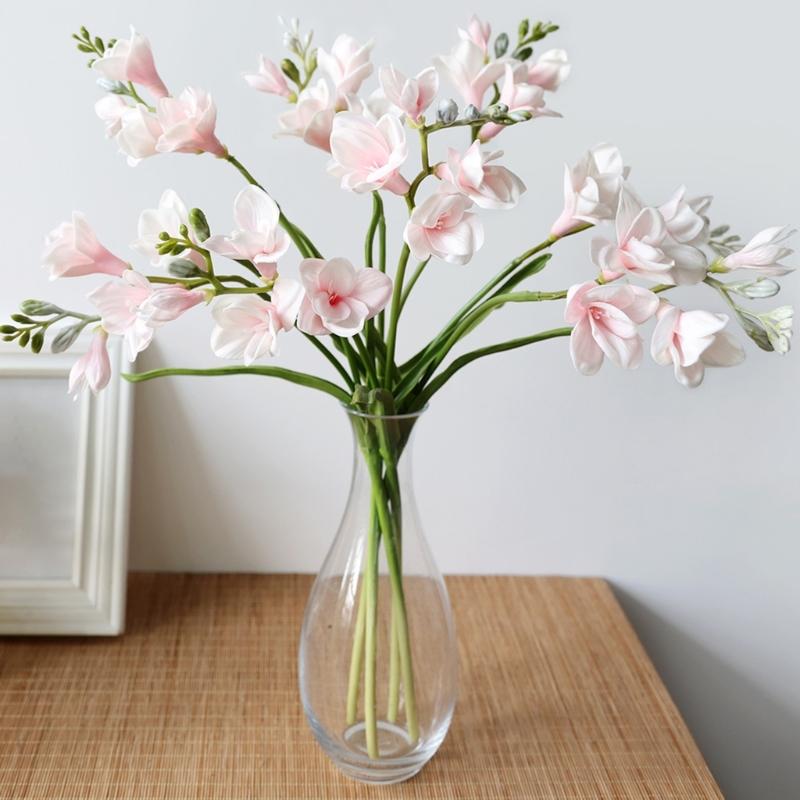 Realistic Simulation PU Freesia Flower With Bendable Iron Wire Stems Artificial Flower for Wedding Party Decoration
