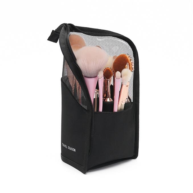 Portable Travel Waterproof Makeup Bag Vertical Foldable Large Capacity Handheld Zipper Pencil Storage Bag