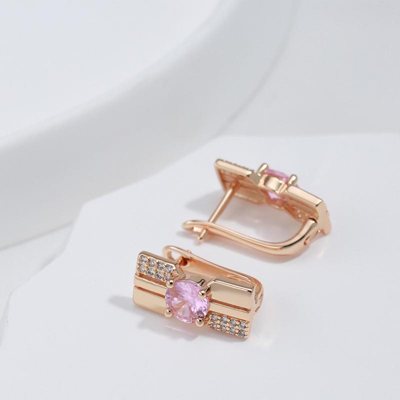 Kinel Pink Zircon Square Englische Ohrringe für Frauen