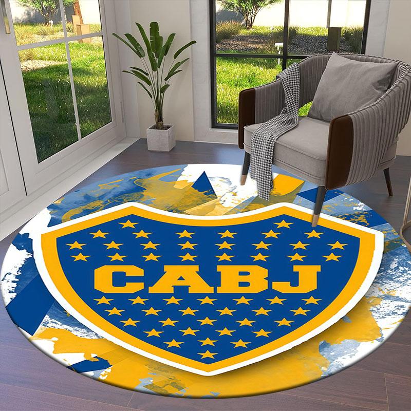 Boca Juniors Round Area Rug,Carpet Rug for Living Room Bedroom Sofa Playroom Decor,Non-slip Floor Mat