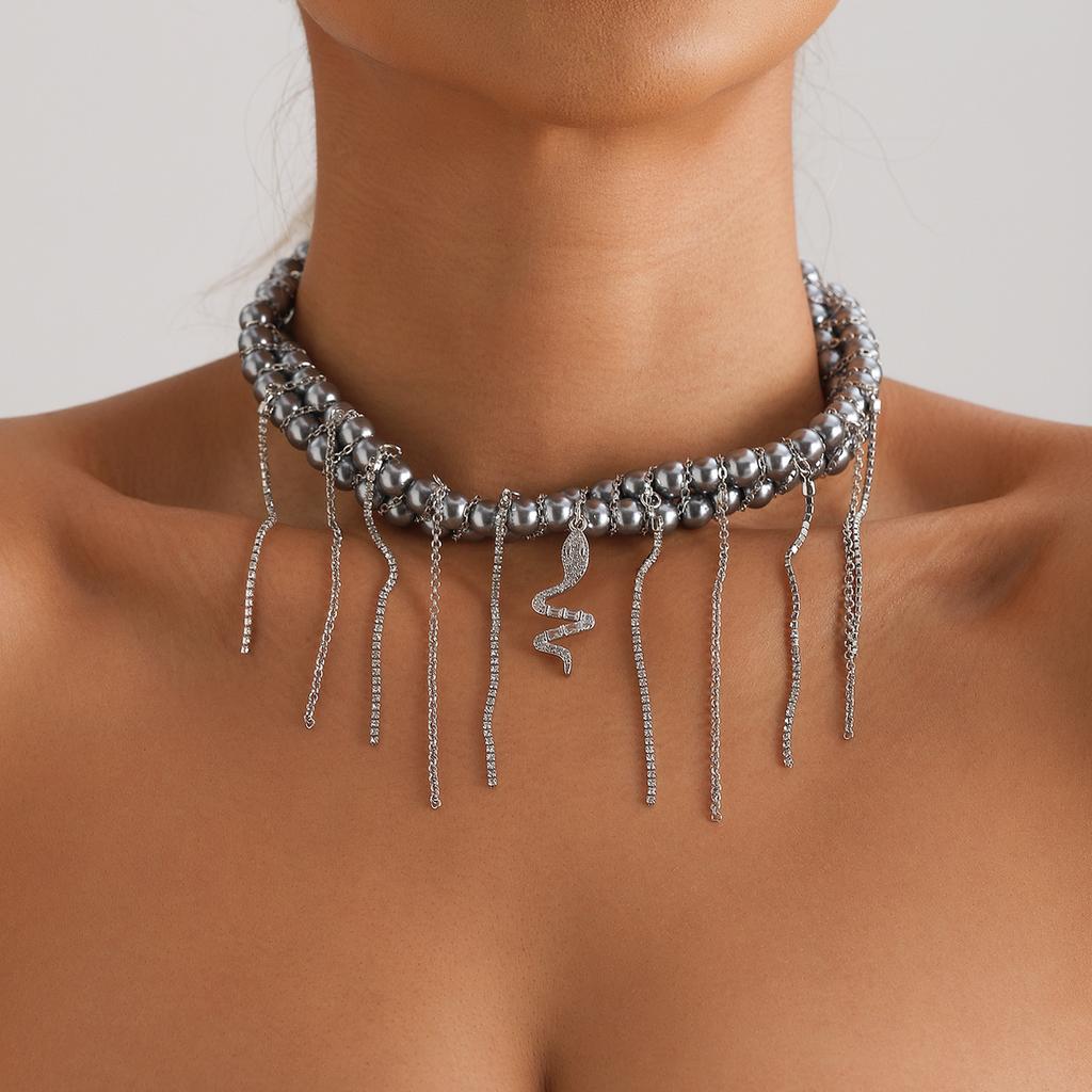 Accessories Ins Style Serpentine Pendant Beads Necklace Tassel Jewelry Accessories for Women