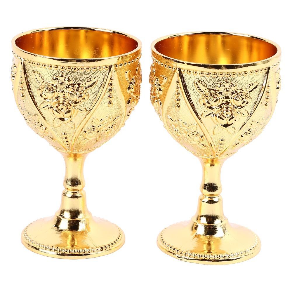 Embossed Wine Glass Zinc Alloy Shot Glass Goblets & Chalices Metal Goblet  For Wedding