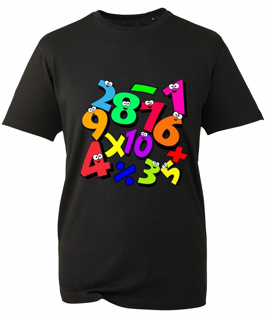 Kids Number Day Girls Boy Kids Colourful School Maths Symbols T-Shirt Funny Top