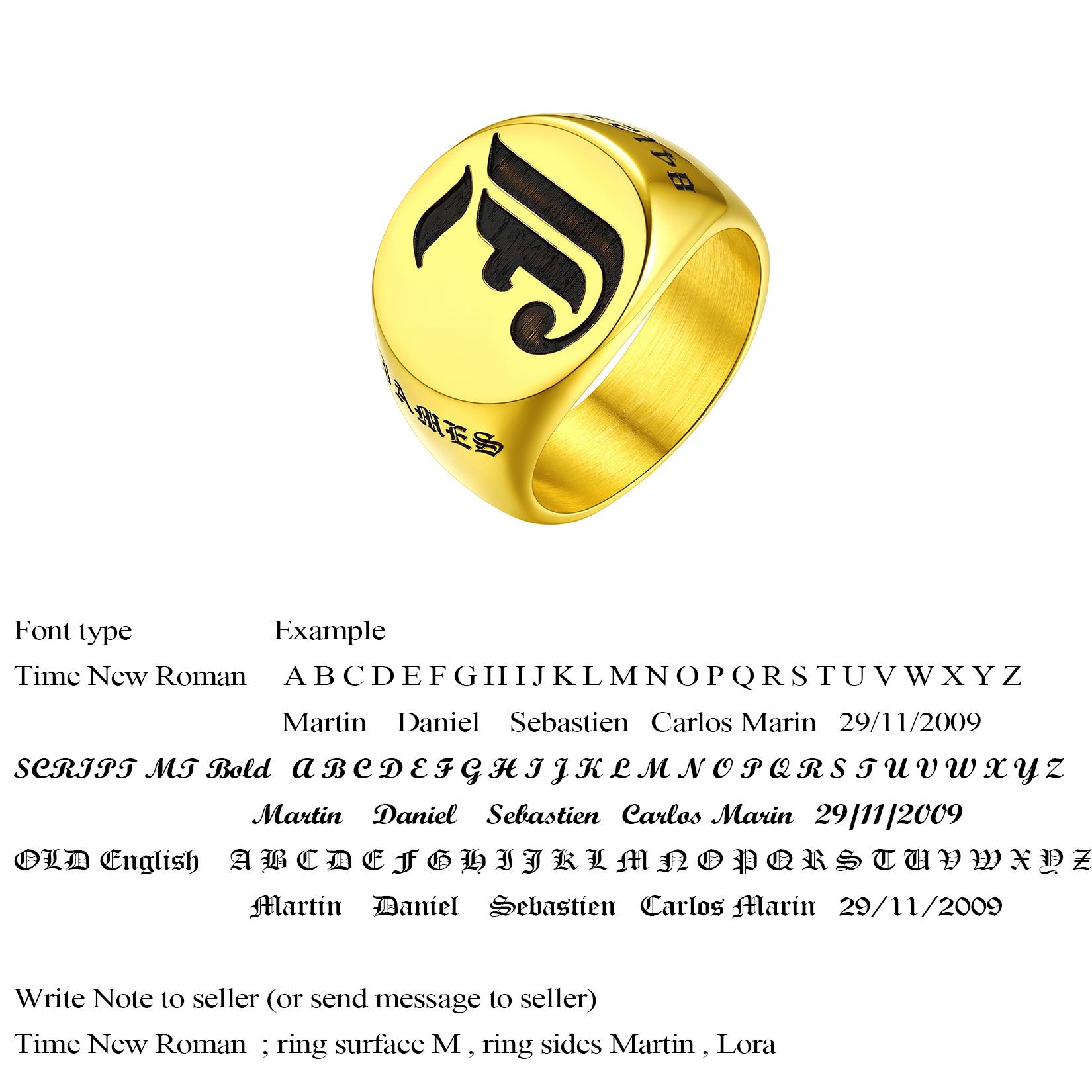 Лазерная гравировка Кольца с заглавной буквой Круглые Шестиугольные Квадратные Кольцо-печатка с именем из нержавеющей стали Индивидуальная Командная Семейная Бижутерия 14