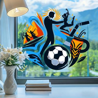 Creative Football Party Static Cling Wall Sticker for Kids Room Bedroom Living Room Home Wall Decor