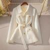 Winter New Lazy High-end White Knitted Cardigan Top Design Soft Waxy Sweater Jacket Women