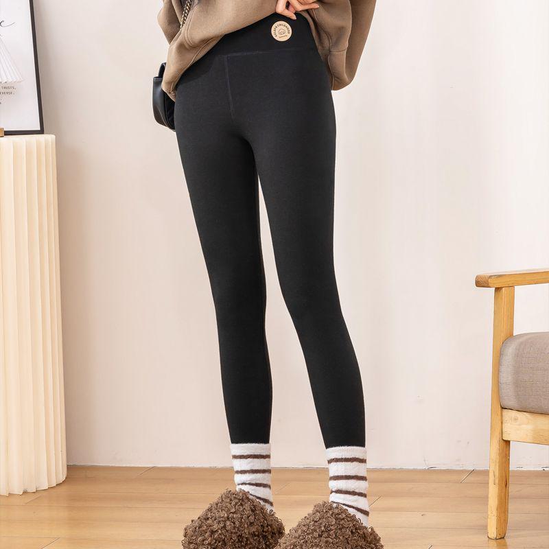 

High-Waisted Plus Size Fleece-Lined Lambswool Pants - Extra Thick Cotton Winter Base Layer L [70-105 lbs]
