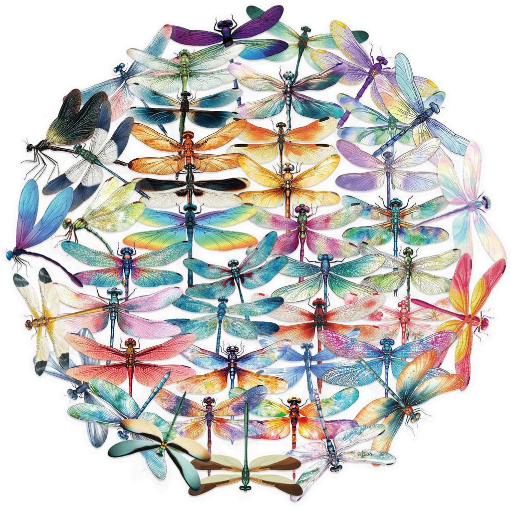 50Pcs Colorful Dragonfly Stickers Waterproof Car Laptop Phone Luggage Scrapbook Guitar Decorations Gifts