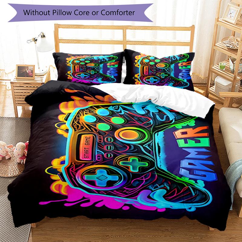 3pcs Game Controller Bedding Set Duvet Cover Closure Includes 1 Duvet Cover & 2 Pillowcases, Soft and Comfortable for All Seasons.