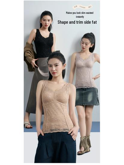 

Romantic Lace Camisole with Chest Pads - Slimming, Shaping & Strappy Top for Beautiful Back; Suitable for Inner or Outer Wear. XL