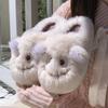 Funny cotton slippers winter 2025 new Internet celebrity cute panda plush thickened bottom non-slip warm fluff